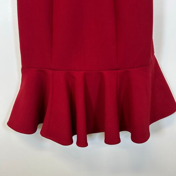 CINQ A SEPT SCORPIO CUT OUT TULIP HEM MINI DRESS CRIMSON RED Women’s Size 0 - Picture 8 of 13